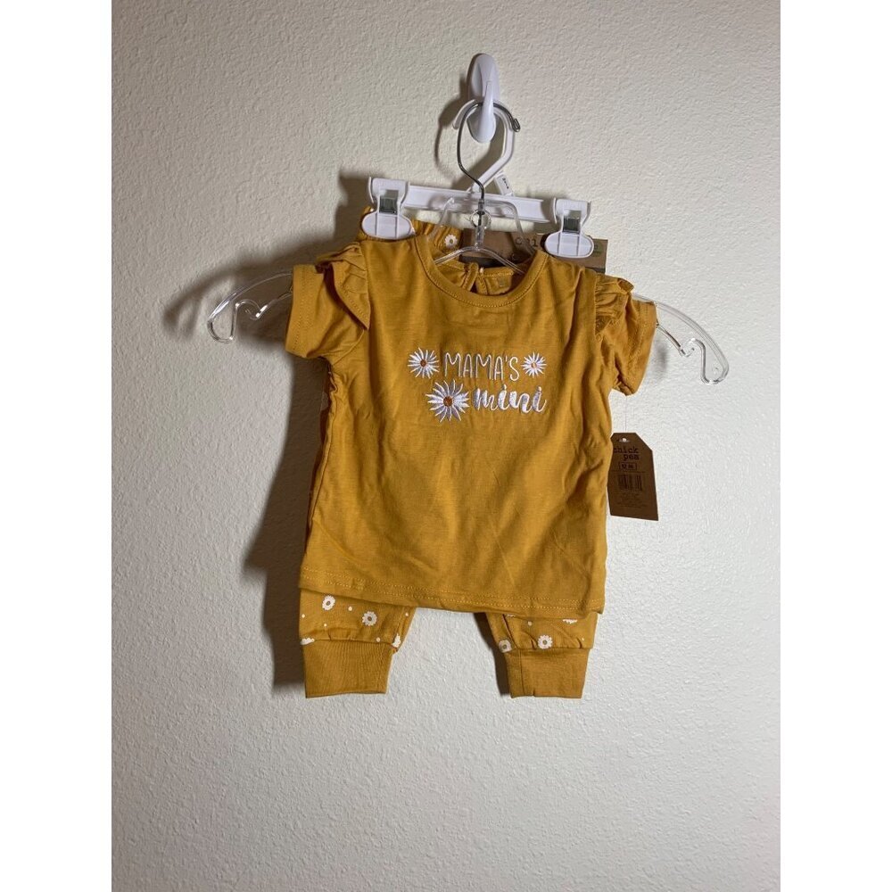 NWT Chick Pea 3 Piece Baby Girls Outfit Daisy Yellow Size 12 Months AD3